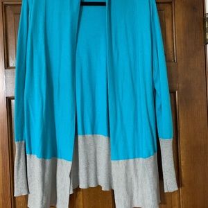 Blue and grey cardigan sweater